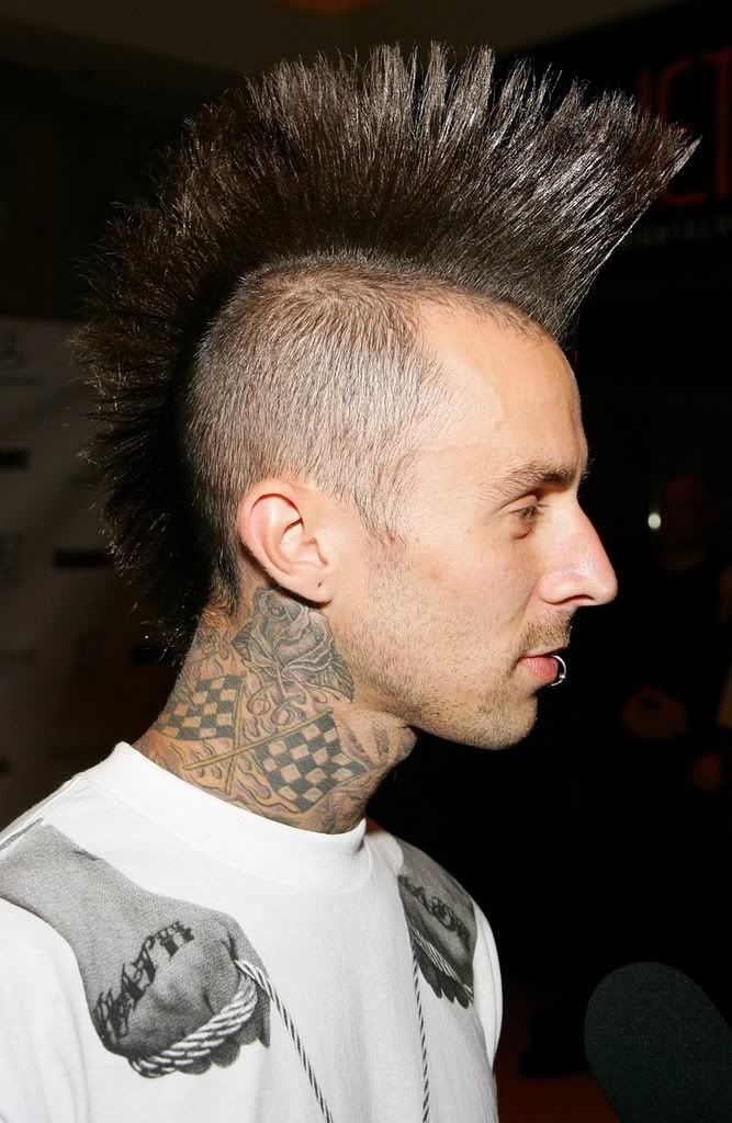 mohawk hairstyle pictures. Travis Barker fanned Mohawk.