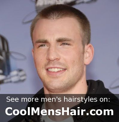 Cool buzz cut style from Chris Evans. 