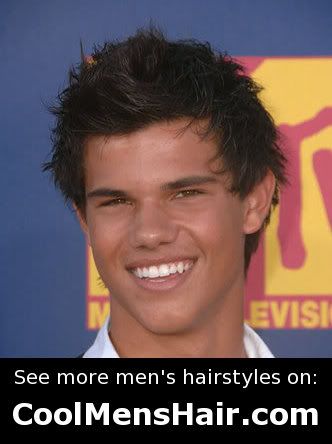 Cool messy hairstyle from Taylor Lautner. 