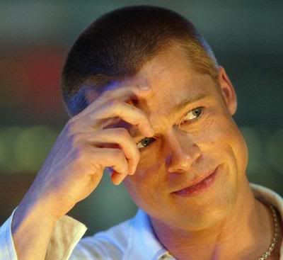 Brad Pitt Buzz haircut accentuate his jaw line