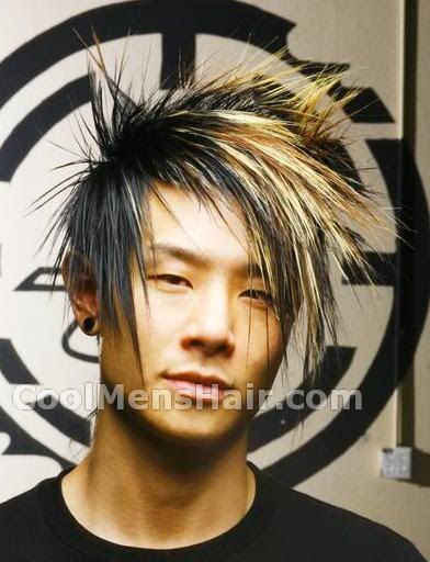 Image of Asian long emo hairstyle for boys.