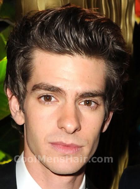 Andrew Garfield mussed up hair style image.