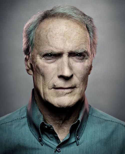 Photo of Clint Eastwood hairstyle for men with gray hair.