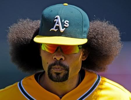 Coco Crisp afro hairstyle.