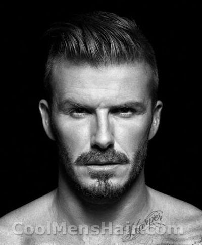 Photo of David Beckham slicked back undercut in H&M underwear 
campaign.