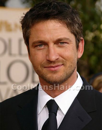 Gerard Butler hairstyle for round face shape.