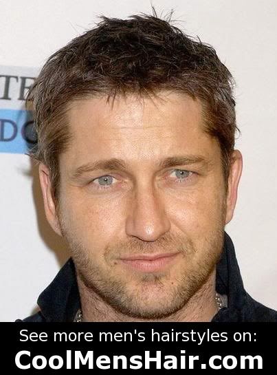 short messy hairstyles for men. Gerard Butler short messy