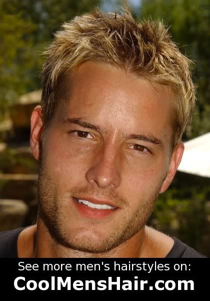 The Justin Hartley spiky blonde hairstyle works well with the character he 