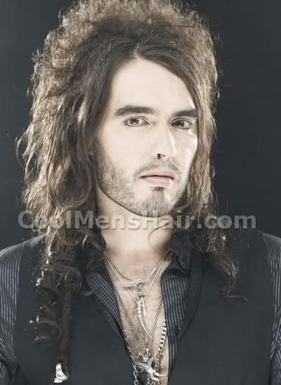 Photo of Russell Brand long hairstyle.