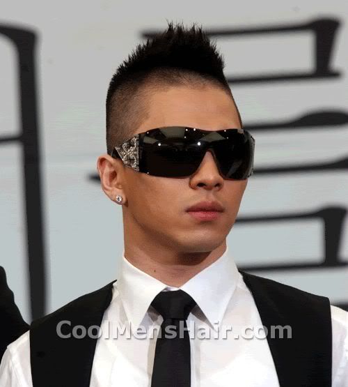 Image of Taeyang razored mohawk hairstyle. 