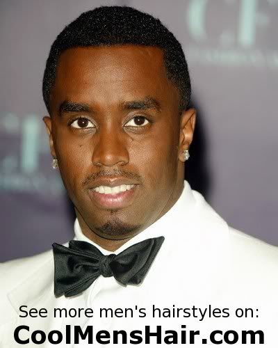Picture of Sean Combs aka P Diddy short curly hairstyle.