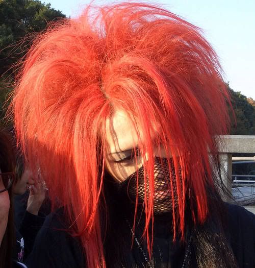 Harajuku red gothic hair.