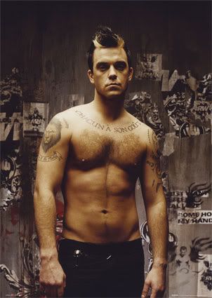 Image of Robbie Williams hairstyle.