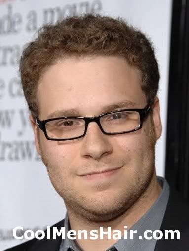 Seth Rogen short curly hairstyle.