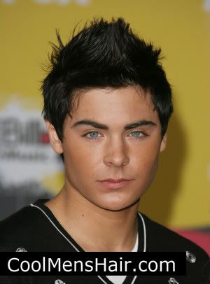 Picture of Zac Efron mens short spiky mohawk hairstyle. 