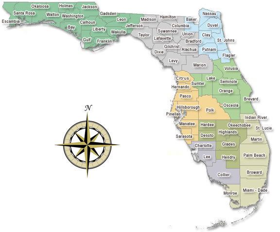 map of florida counties with cities. Map Of Florida Cities And