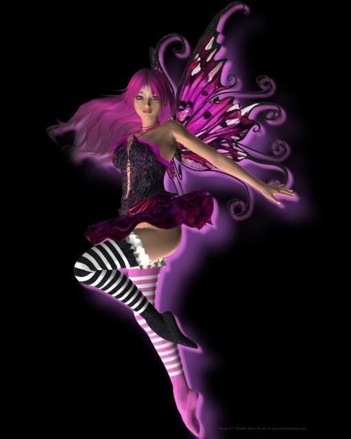 pink, purple,&amp; black fairy