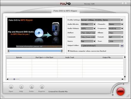 Plato DVD to MP3 Ripper Extract DVD Audio to MP3