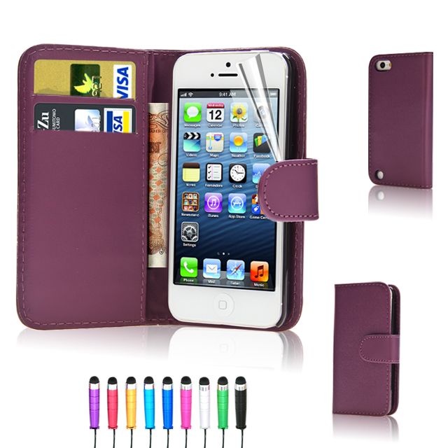 Flip Wallet Leather Case Cover For Apple iPod Touch 5 5Th GEN + Screen