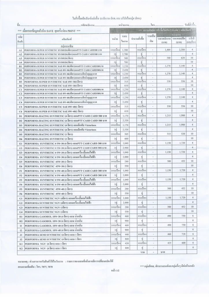 น้ำมันเครื่อง PTT ราคาพิเศษ