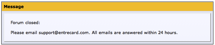 Entrecard Forums Closed