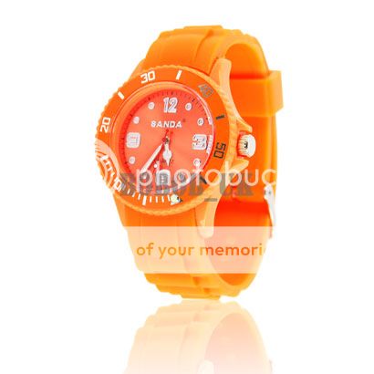 ORANGE NEW DIAL QUARTZ SILICONE JELLY UNISEX SPORT WRIST WATCH XMAS 